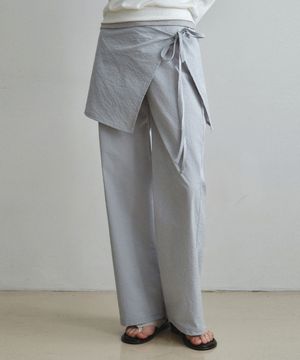 스트라이프 랩 스커트 팬츠_GRAYISH BLUE(W26PT08)