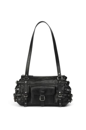 BELTED POCKET MINI SHOULDER BAG IN BLACK