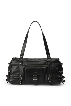 BELTED POCKET SHOULDER BAG IN BLACK
