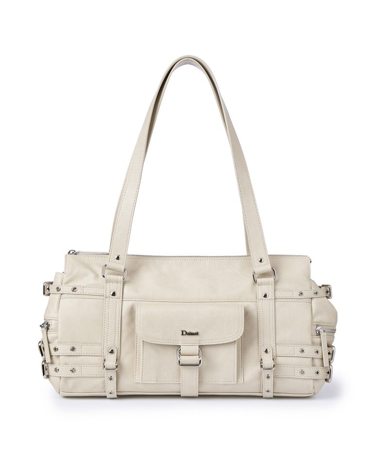 BELTED POCKET SHOULDER BAG IN BEIGE