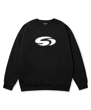 G-SWIRL LOGO 오버핏 맨투맨 (블랙)