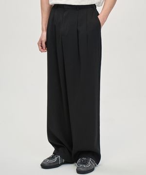 루즈핏 투턱 와이드 슬랙스 (BLACK)