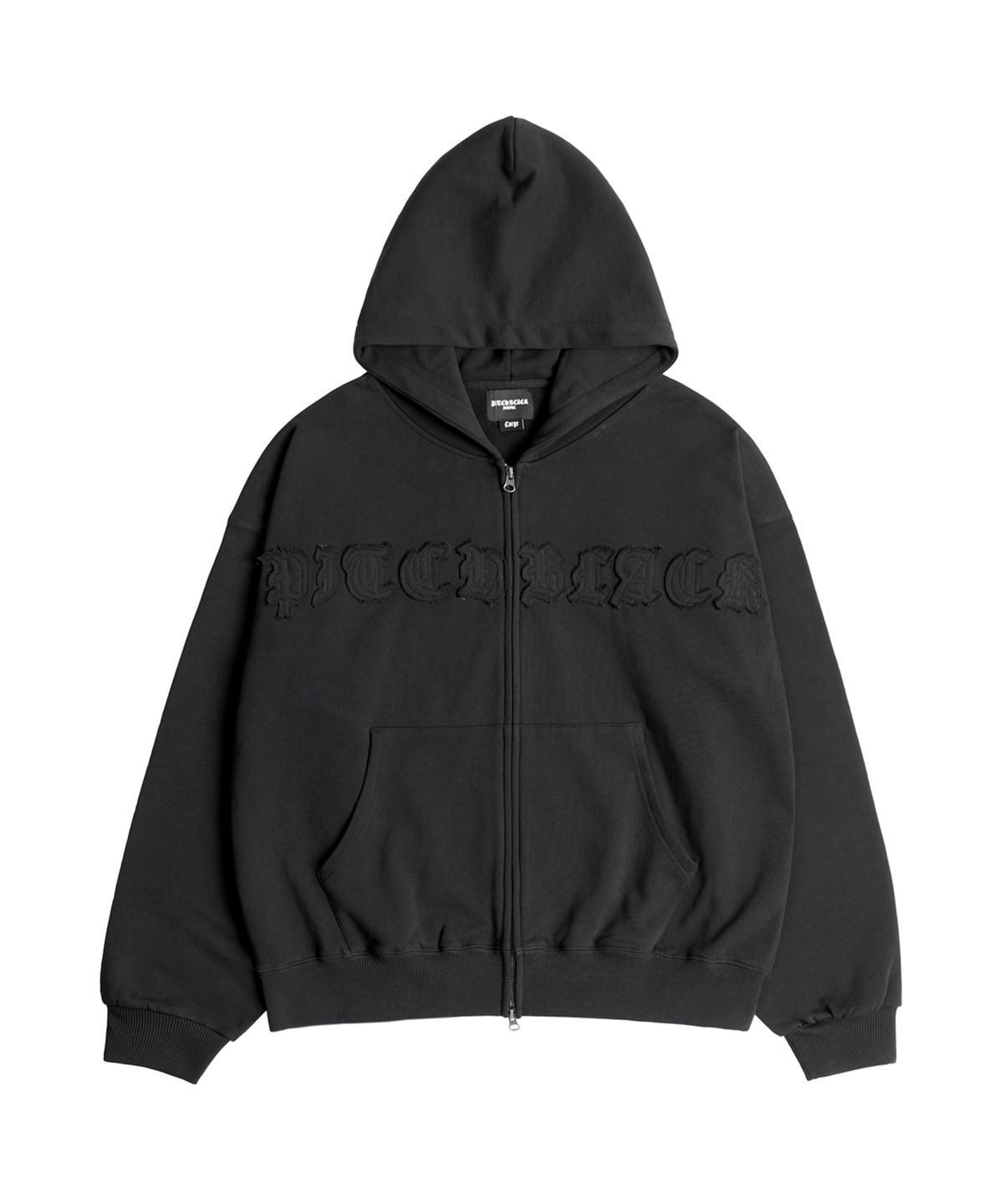 피치블랙(PITCHBLACK) APPLIQAE CROSS WASHED HOOD ZIP-UP (Z BLACK)