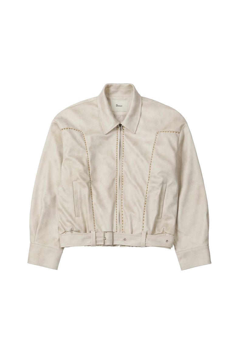 STITCH BOMBER JUMPER IN IVORY