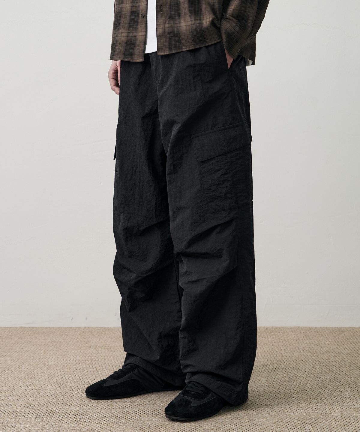 드로우핏(DRAW FIT) 오블리크 나일론 카고 팬츠 [BLACK]