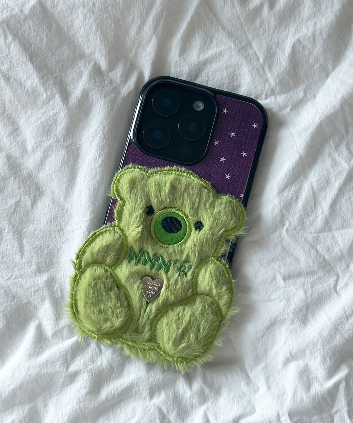 세컨드유니크네임(SECOND UNIQUE NAME) SUN CASE PATCH COZY BEAR GREEN (GLOSSY BLACK)