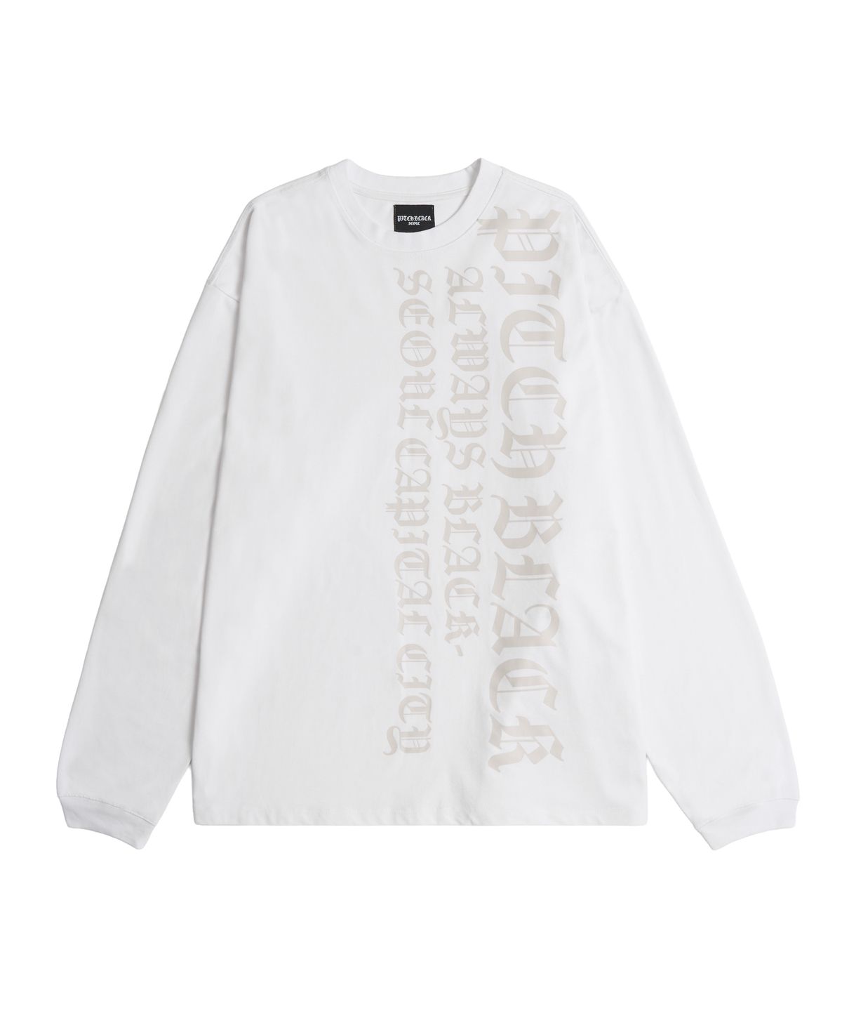 피치블랙(PITCHBLACK) VERTICAL LOGO LONG SLEEVE TEE (WHITE)