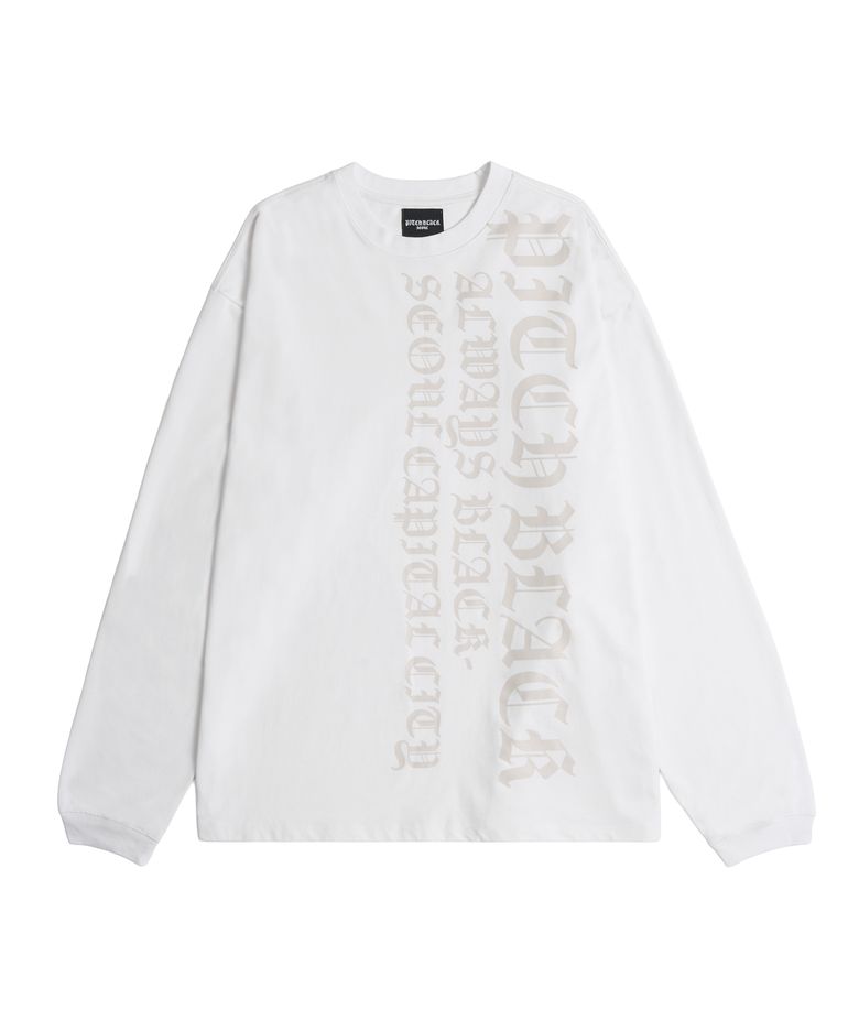VERTICAL LOGO LONG SLEEVE TEE (WHITE)