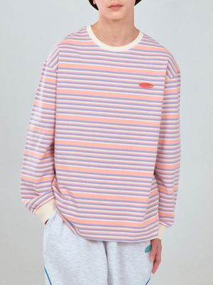 CREAM STRIPE TEE_PINK