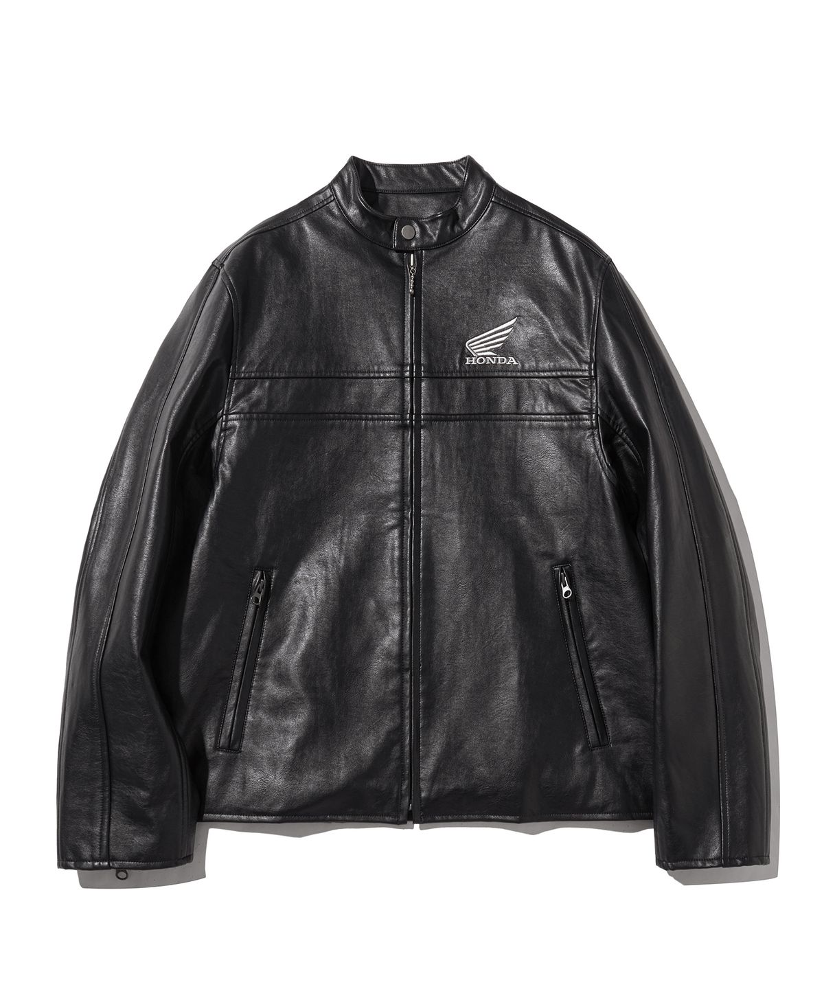 핍스 모터사이클(PHYPS MOTORCYCLE) Engineered Leather Motorcycle Jacket All Black