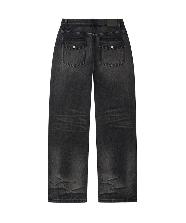 BACK POCKET DENIM JEANS (WASHED BLACK)