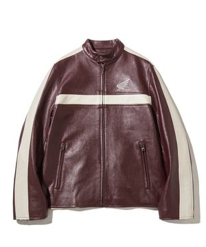 Engineered Leather Motorcycle Jacket Burgundy
