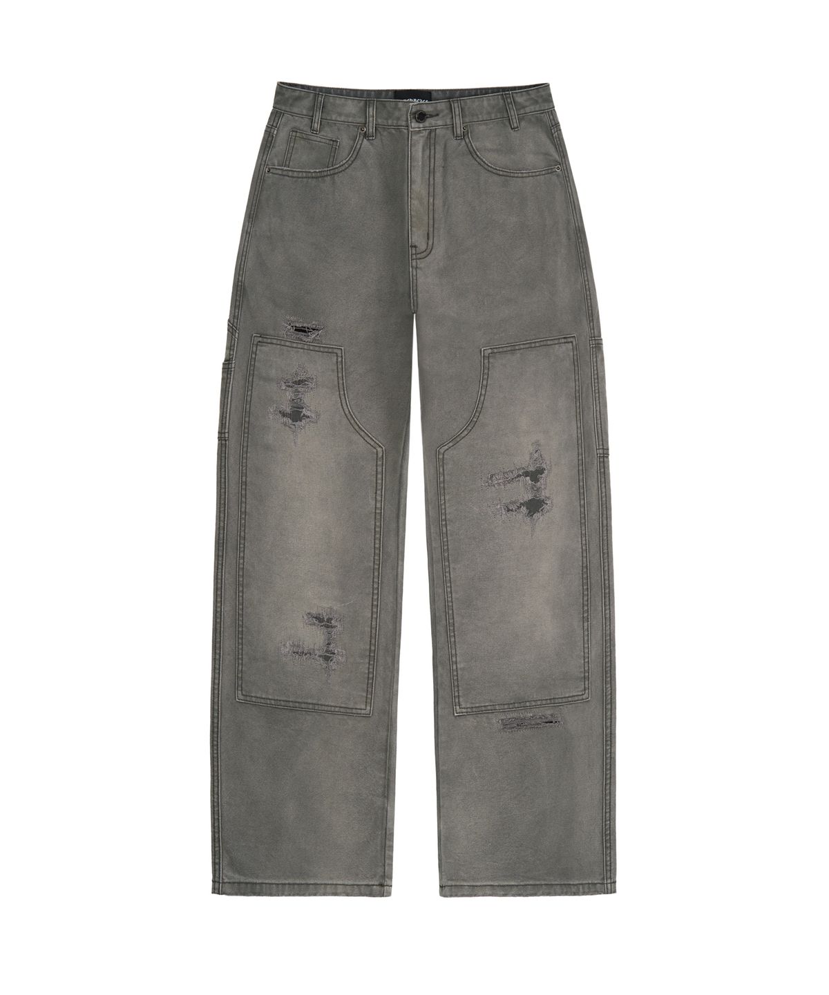피치블랙(PITCHBLACK) DESTROYED DAMAGE JEANS (WASHED GREY)