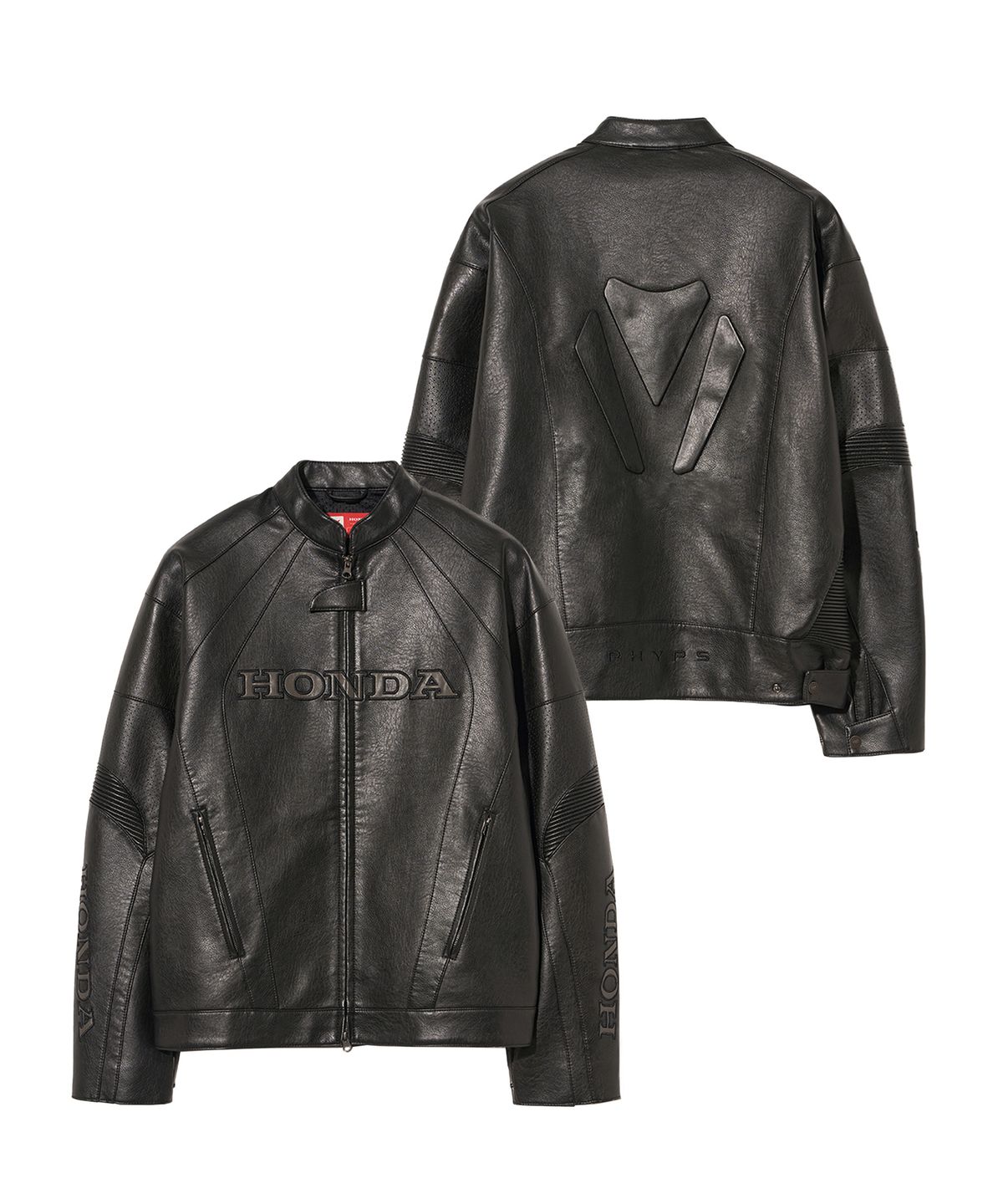 핍스 모터사이클(PHYPS MOTORCYCLE) Engineered Leather Original Motorcycle Jacket Black