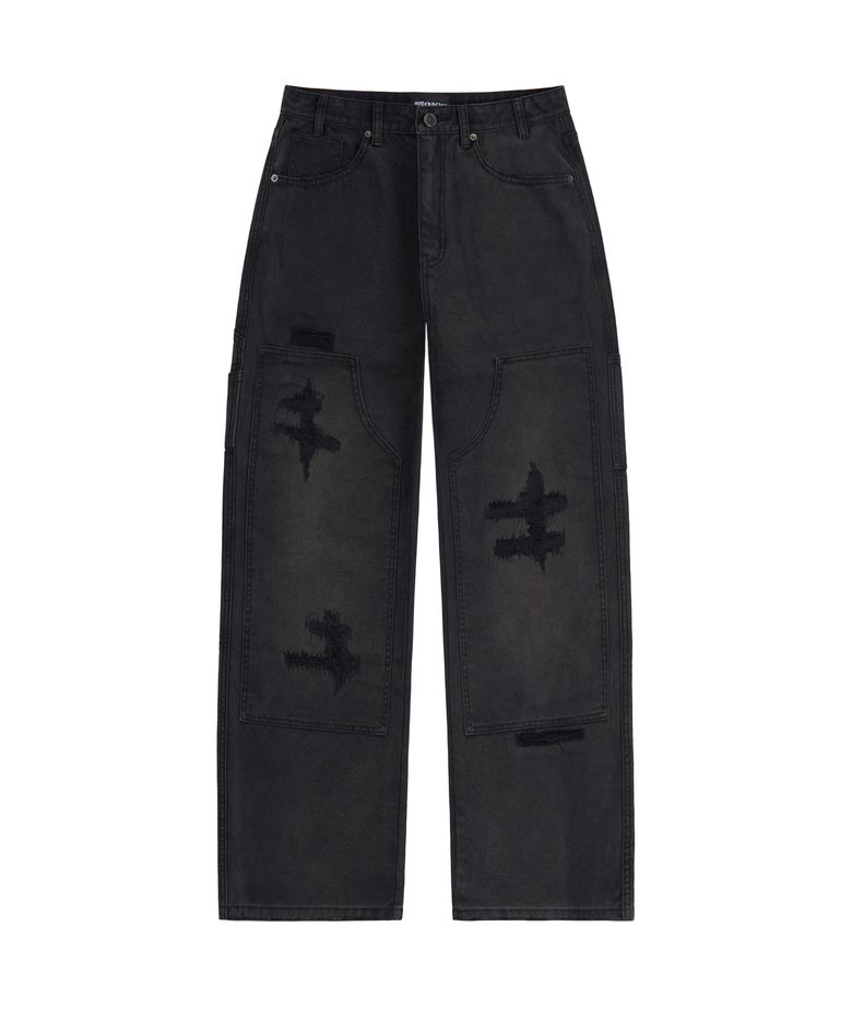 DESTROYED DAMAGE JEANS (WASHED BLACK)