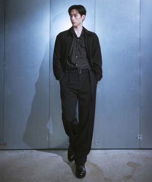 [서강준 PICK] 벨티드 세미 와이드 슬랙스 [BLACK]