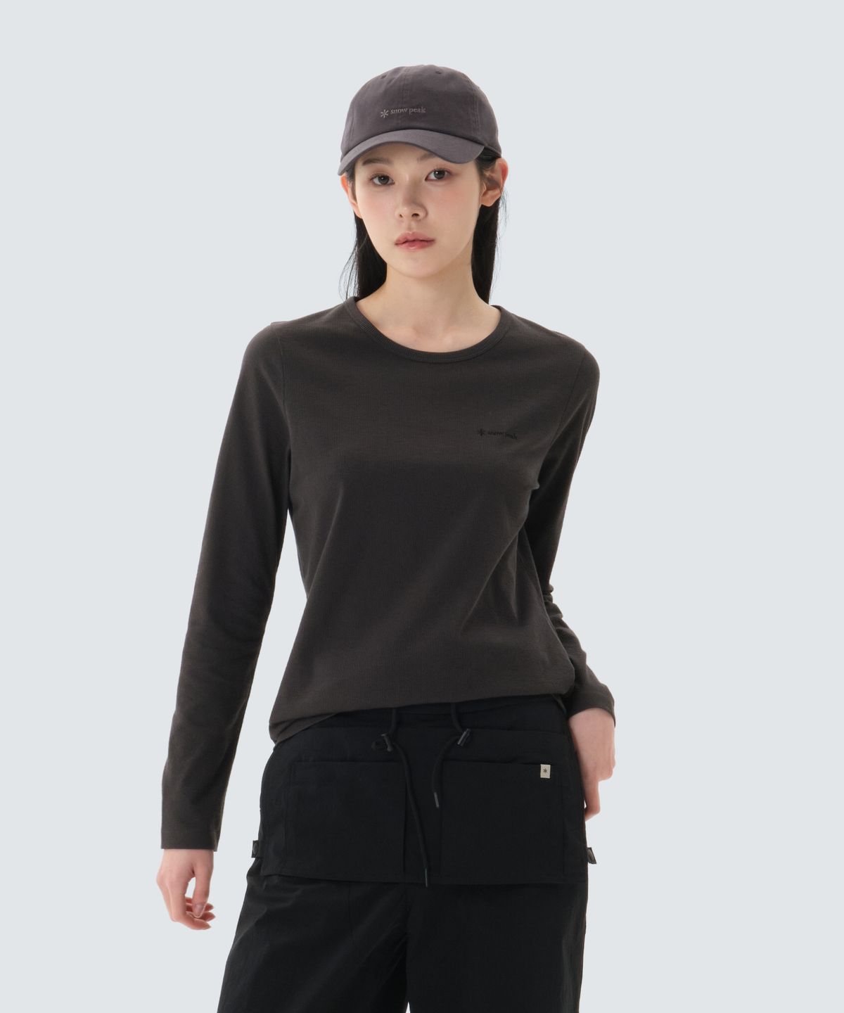 스노우피크 어패럴(SNOWPEAK APPAREL) 골지 여성 긴팔 티셔츠 (S26SWFTL39) Charcoal