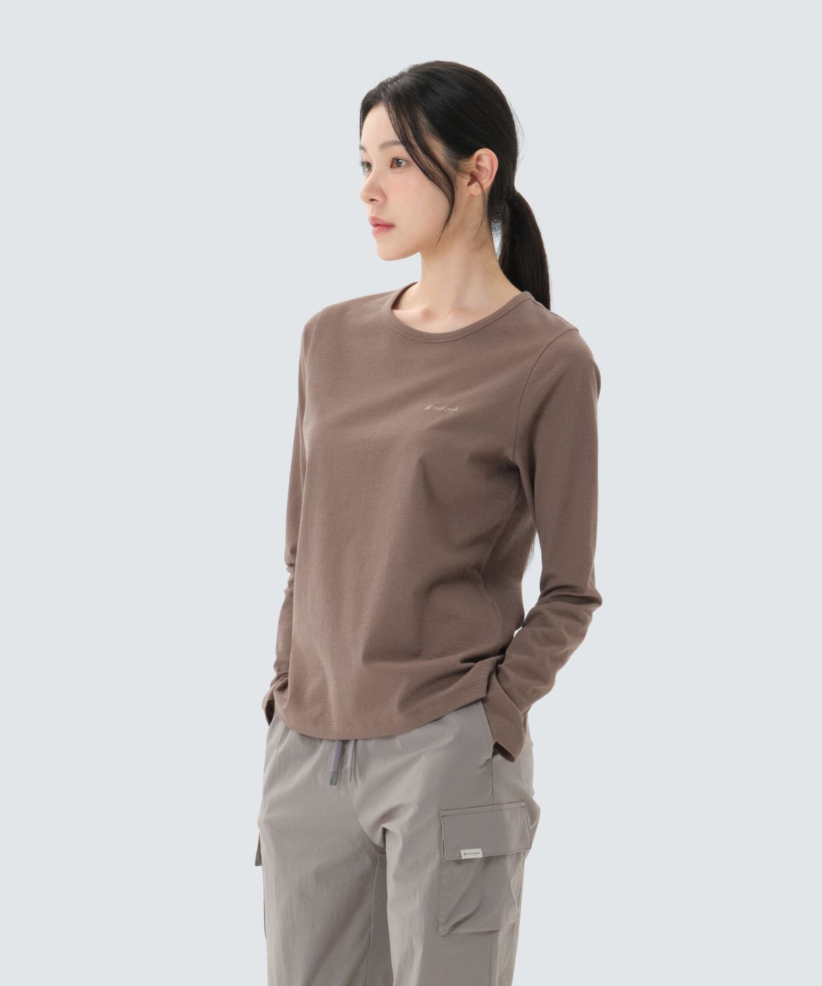 스노우피크 어패럴(SNOWPEAK APPAREL) 골지 여성 긴팔 티셔츠 (S26SWFTL39) Brown