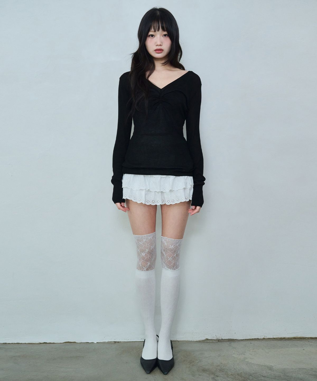레이즈미야(REISE MIYA) 아이리 셔링 니트 [BLACK]
