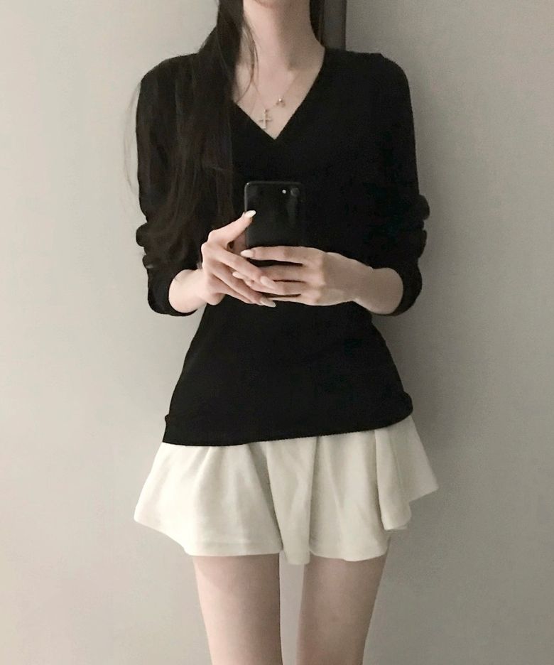 [레이즈미야X고희] 아이리 셔링 니트 [BLACK]