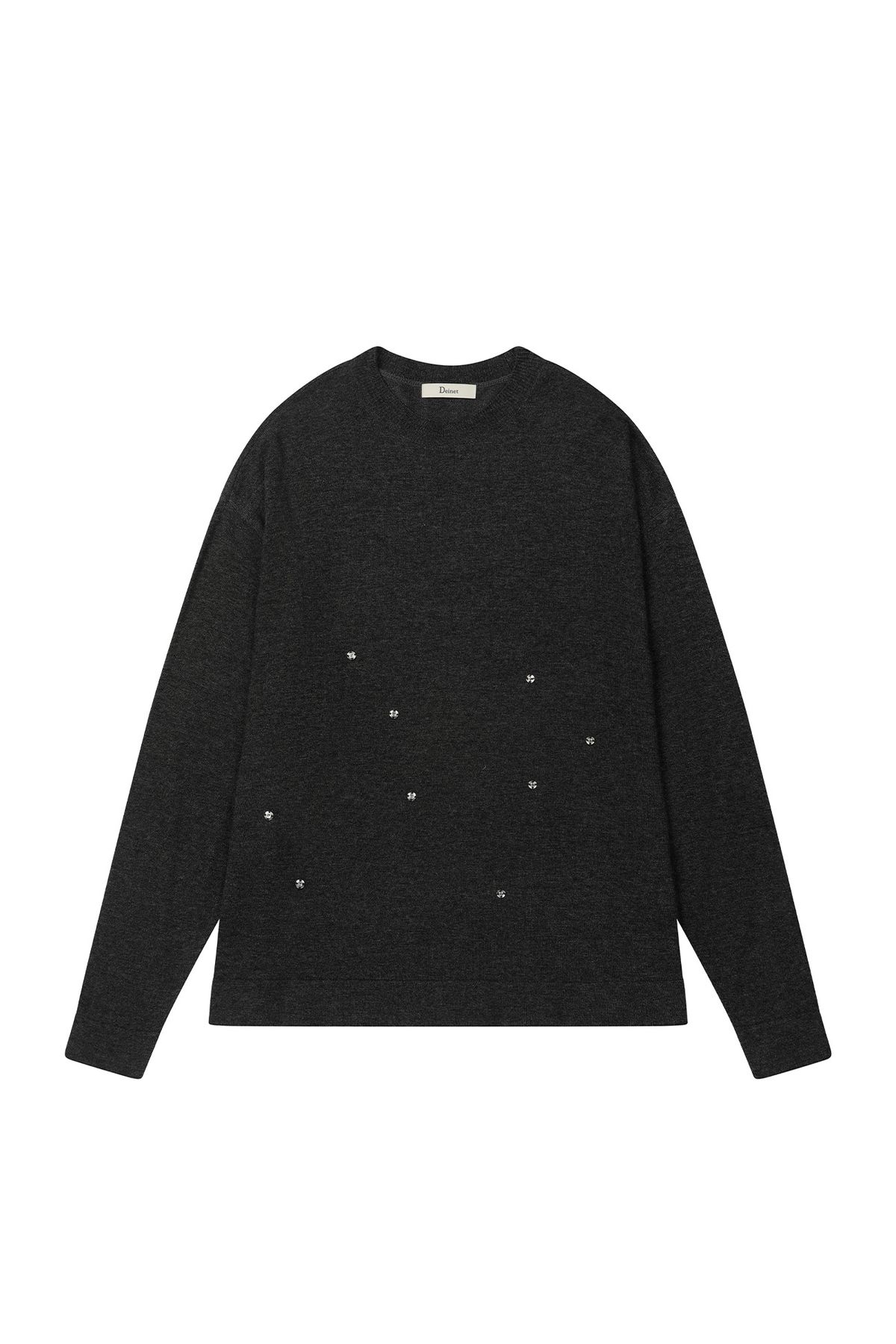 다이닛(DEINET) BUTTON UP PULLOVER KNIT IN CHARCOAL