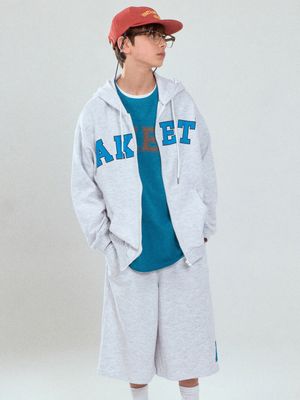 AKET ZIP-UP HOODIE_WHITE MELANGE