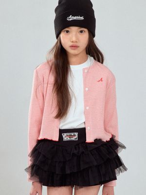 STRIPE CROP CARDIGAN_RED