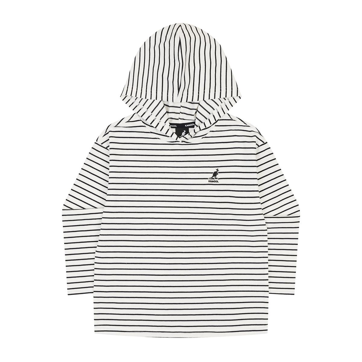 캉골키즈(KANGOL KIDS) 로고 포인트 스트라이프 후디 SA 0202 화이트