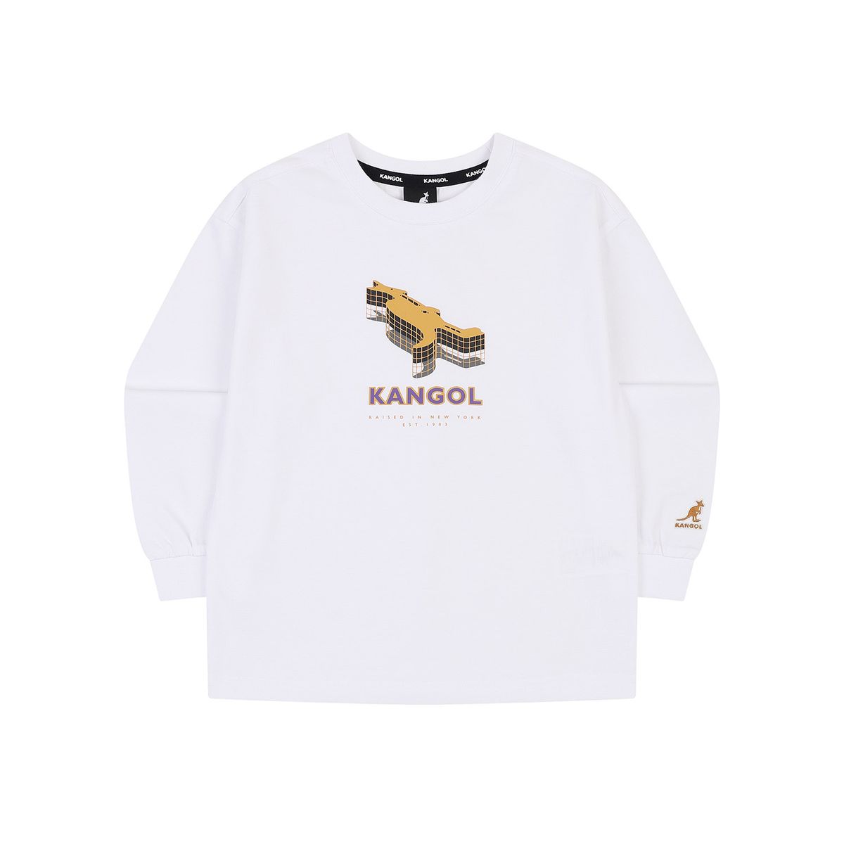 캉골키즈(KANGOL KIDS) 그래픽 포인트 롱 슬리브 티셔츠 SA 0210 화이트