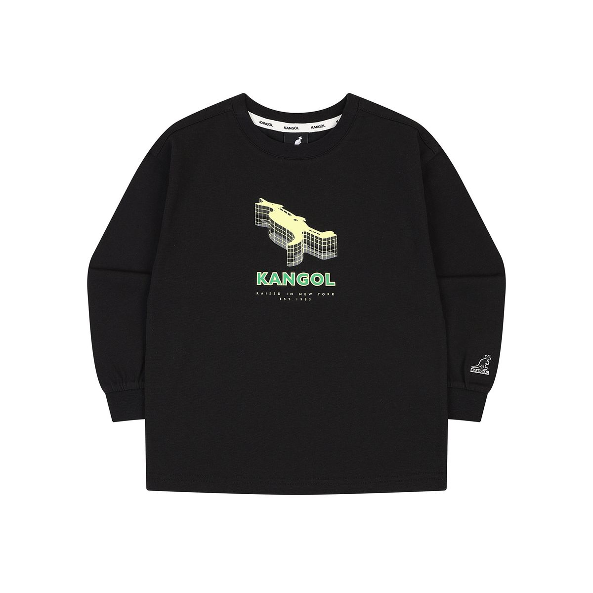 캉골키즈(KANGOL KIDS) 그래픽 포인트 롱 슬리브 티셔츠 SA 0210 블랙