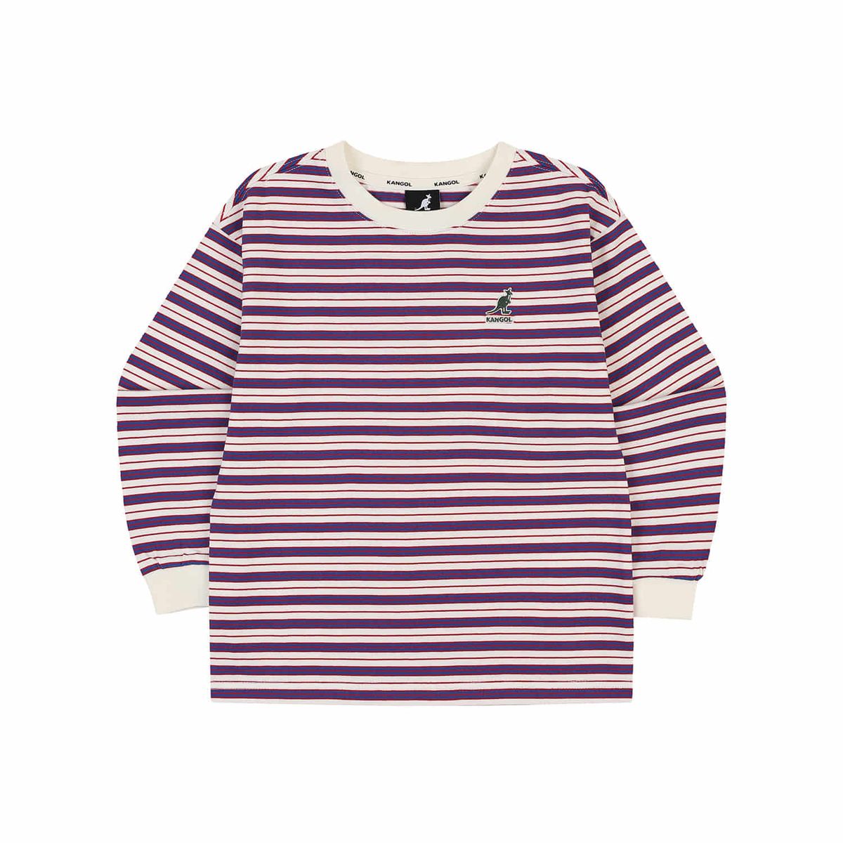 캉골키즈(KANGOL KIDS) 릴랙스드 핏 스트라이프 롱 슬리브 티셔츠 SA 0211 블루