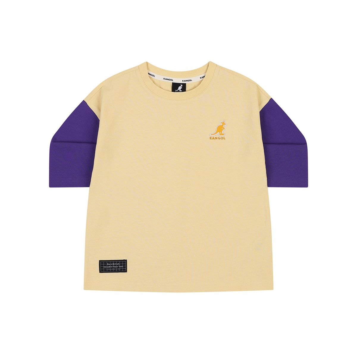 캉골키즈(KANGOL KIDS) 컬러블럭 3/4 슬리브 티셔츠 SA 0212 옐로우