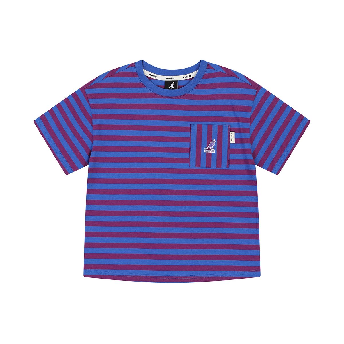 캉골키즈(KANGOL KIDS) 릴랙스드 핏 스트라이프 포켓 티셔츠 SA 0213 블루