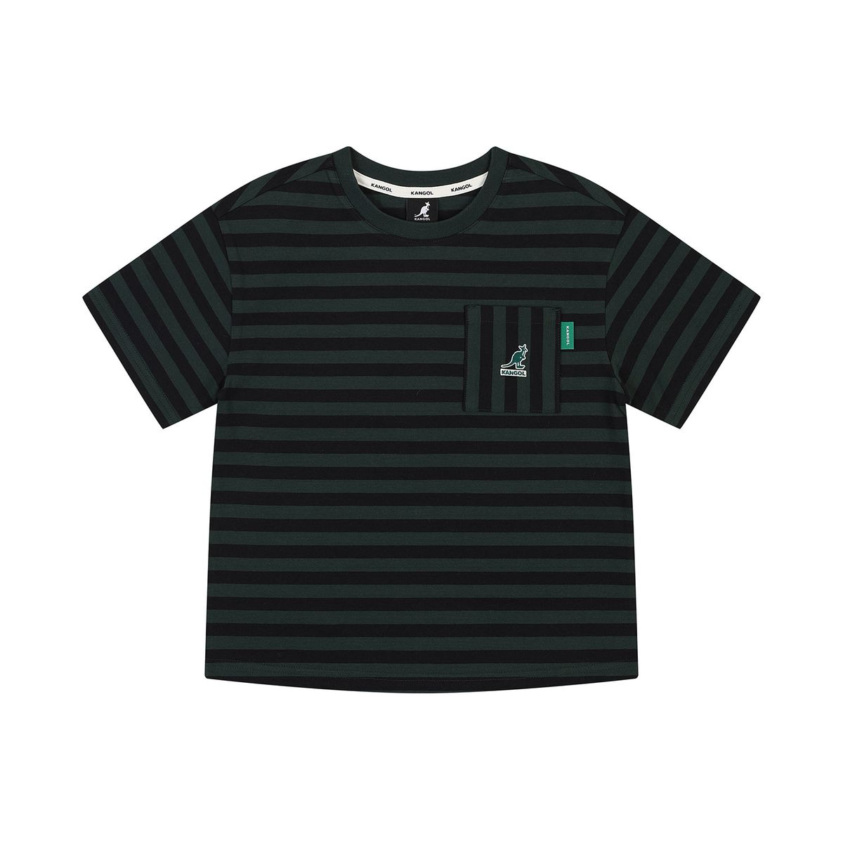 캉골키즈(KANGOL KIDS) 릴랙스드 핏 스트라이프 포켓 티셔츠 SA 0213 그린