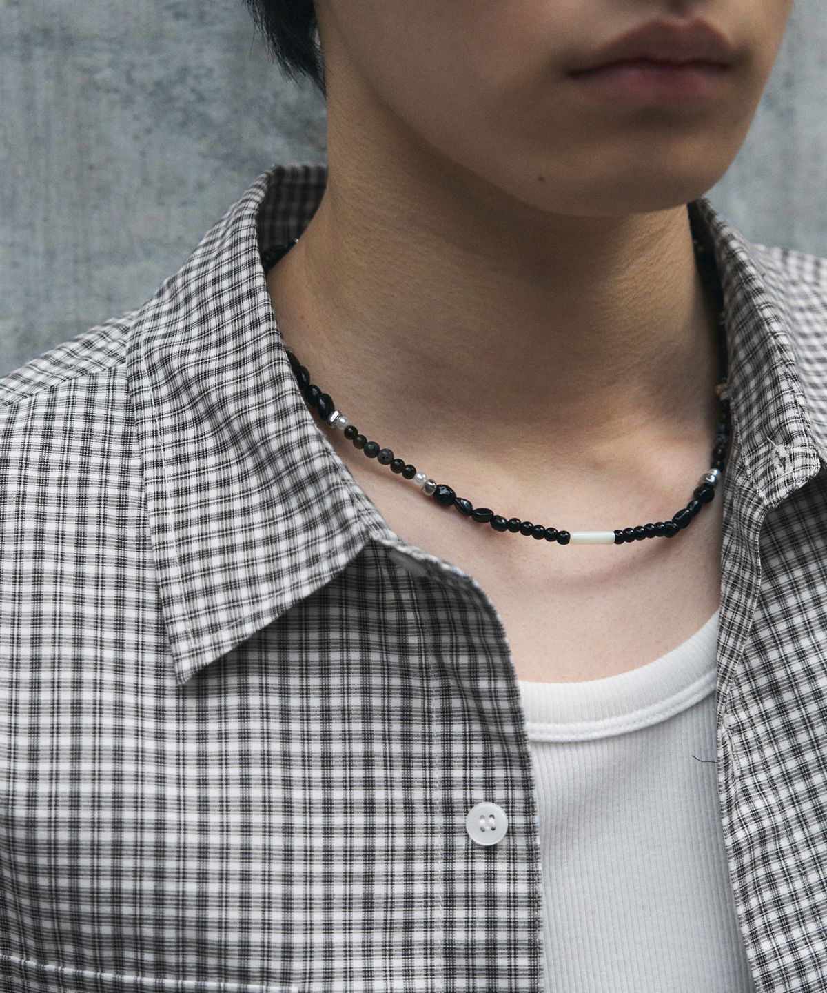 드로우핏(DRAW FIT) 더스키 멀티 스톤 네크리스 [BLACK]