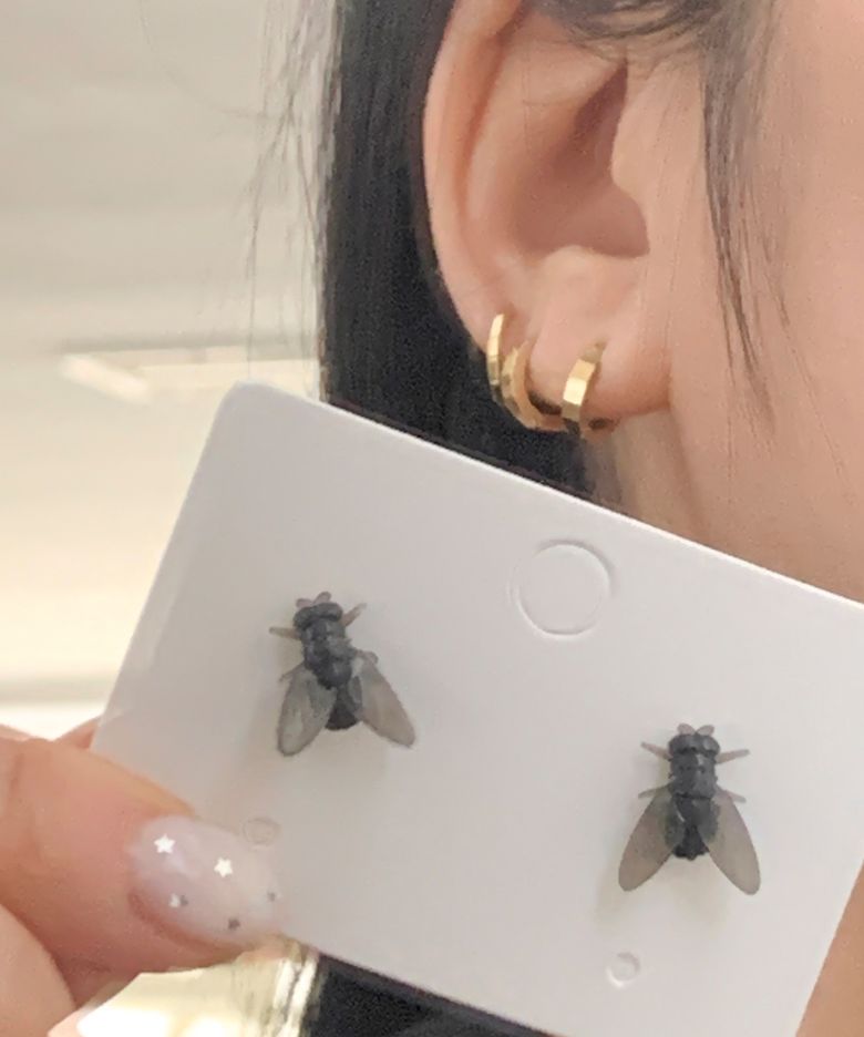 특이한 웃긴 곤충 벌레 파리 똥파리 귀걸이