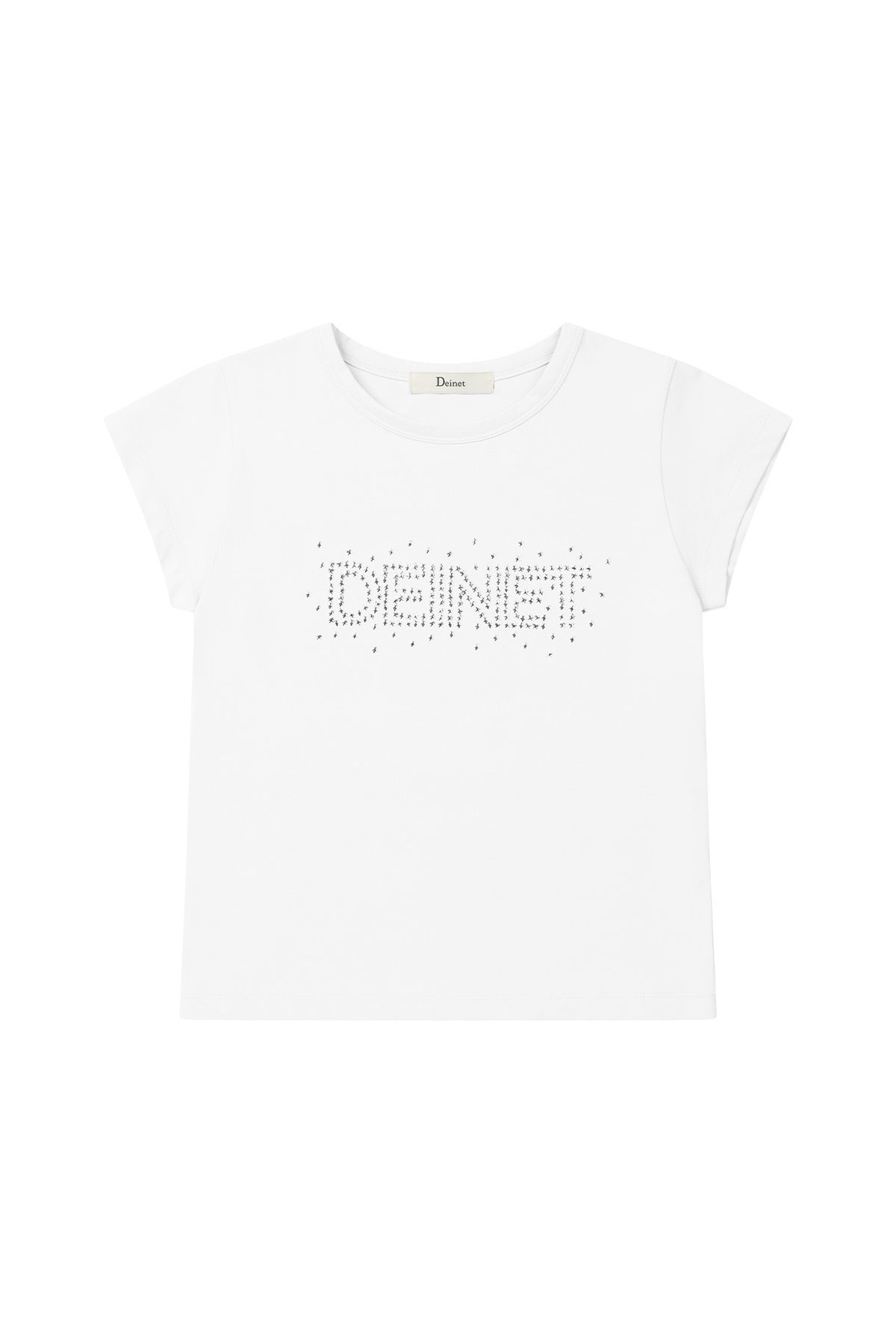 다이닛(DEINET) STAR STUD CROP T SHIRT IN WHITE