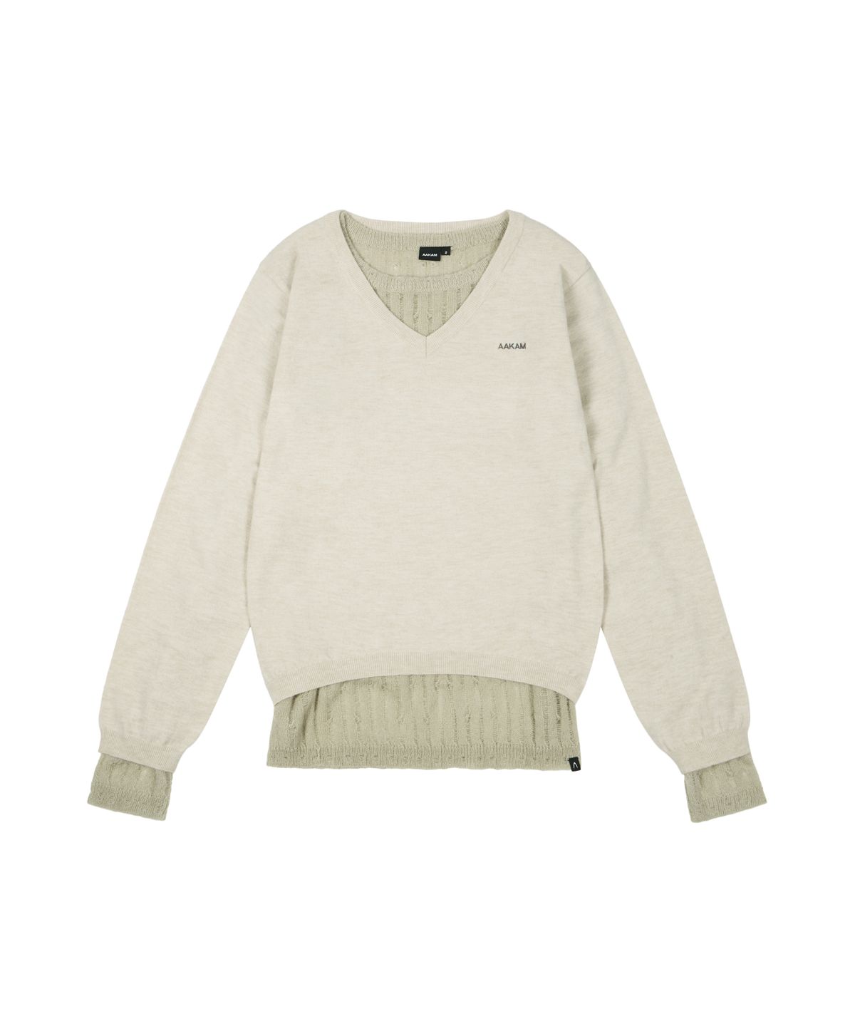 아캄(AAKAM) Layered V-Neck Knit (Ivory)