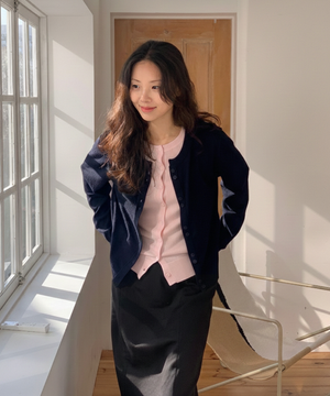 [루피타 PICK] 더블 레이어드 크루넥 가디건 [NAVY] / GF1LKC509