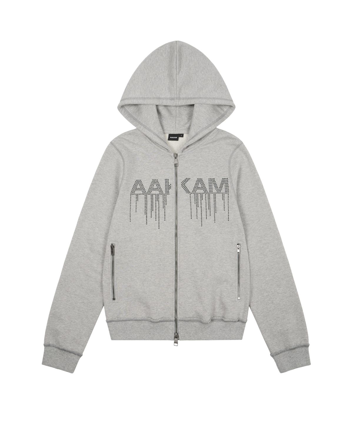 아캄(AAKAM) AKM Rhinestone Zip-Up Hoodie (Gray)