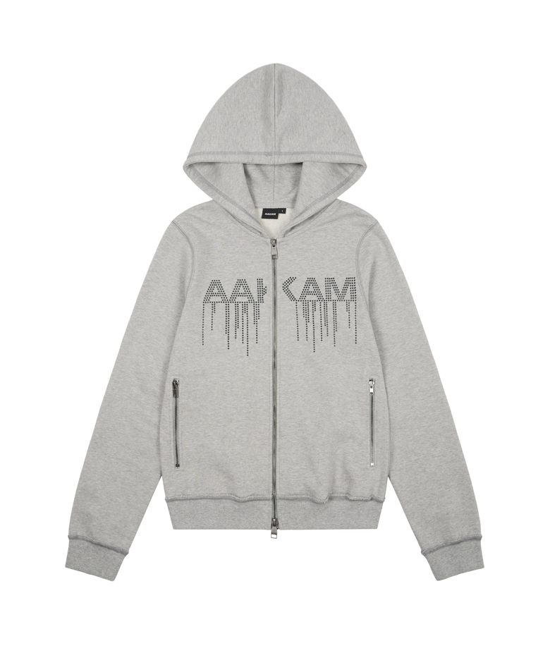 AKM Rhinestone Zip-Up Hoodie (Gray)