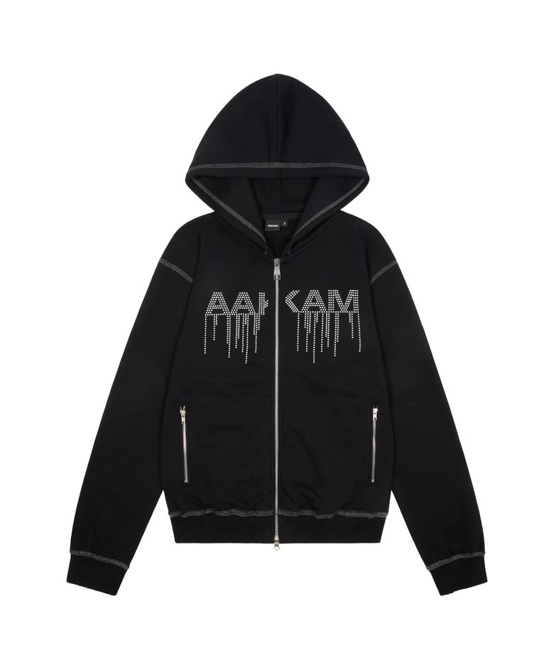 AKM Rhinestone Zip-Up Hoodie (Black)