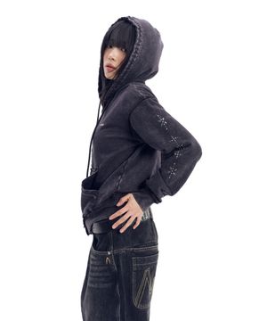 Dust Studded Zip-Up hoodie (Black)
