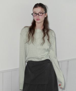 오얼 케이블 니트 긴팔 가디건