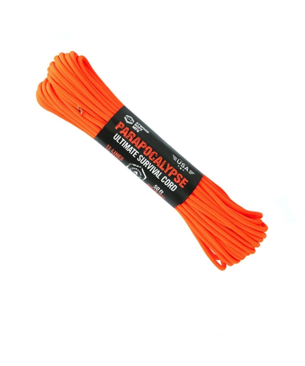 애드우드로프(ATWOOD ROPE) 파라포칼립스 얼티메이트 서바이벌 50 피트 (네온 오렌지)