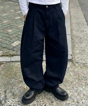 와이드 벌룬 치노 팬츠 네이비