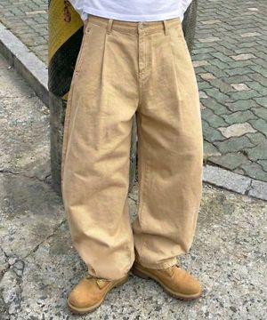 와이드 벌룬 치노 팬츠 베이지