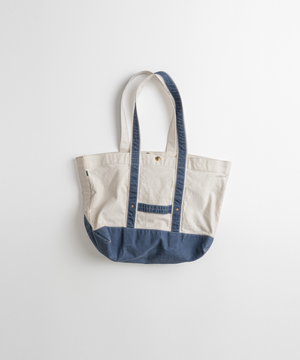 WASHED CANVAS TOTE BAG oatmeal/blue
