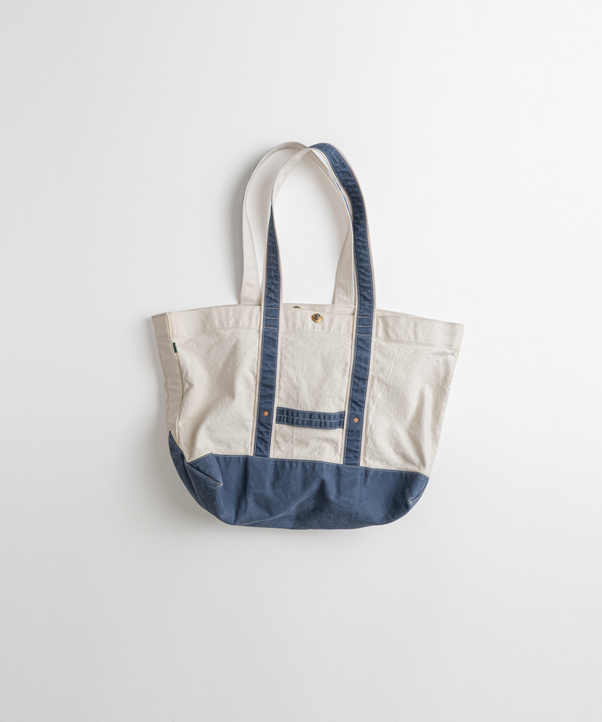 비헤비어(BEHEAVYER) WASHED CANVAS TOTE BAG oatmeal/blue
