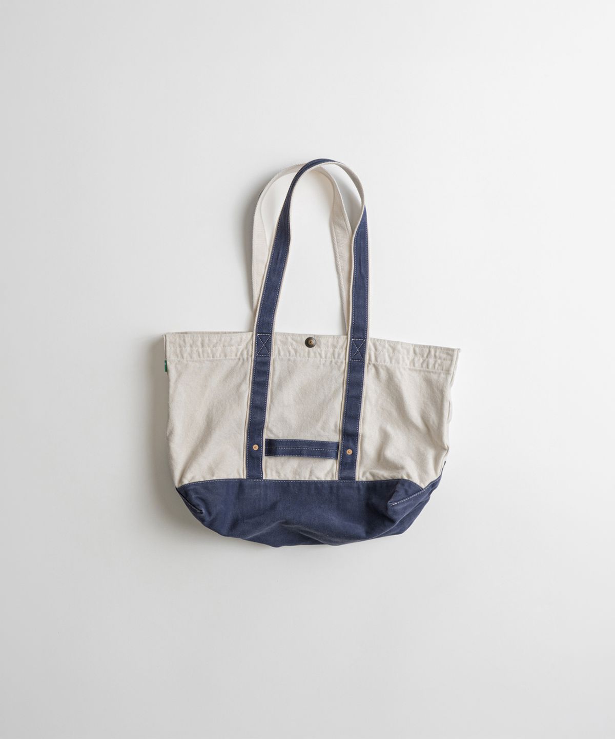 비헤비어(BEHEAVYER) WASHED CANVAS TOTE BAG oatmeal/blue